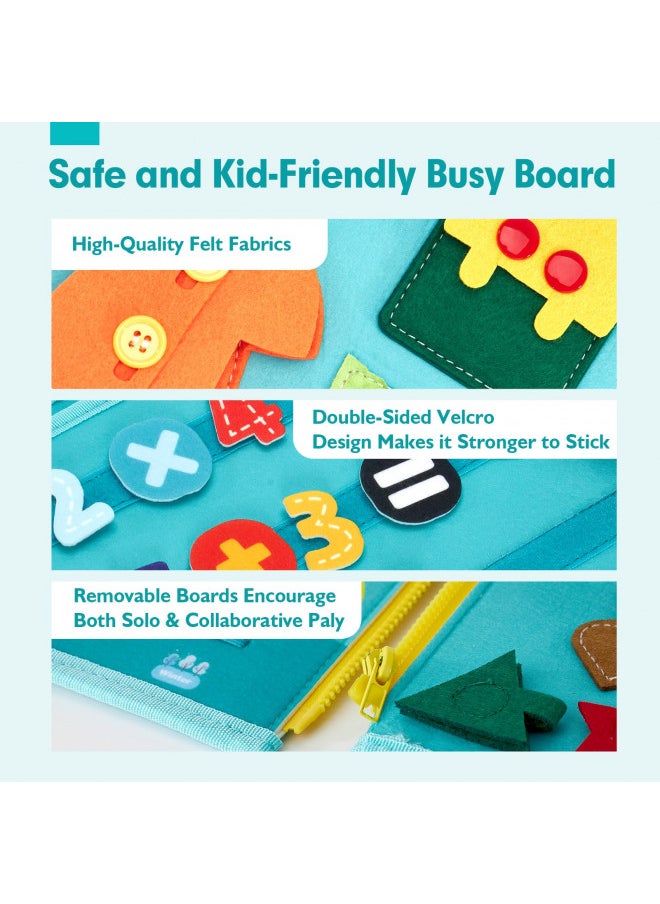 Busy Board for Toddlers Boys Girls Montessori Toys for 3+ Year Old - Farm Animals Toys Preschool Learning Activities Toddler Travel Toys for Ages 3+ with Life Skill Alphabet Number Color Time