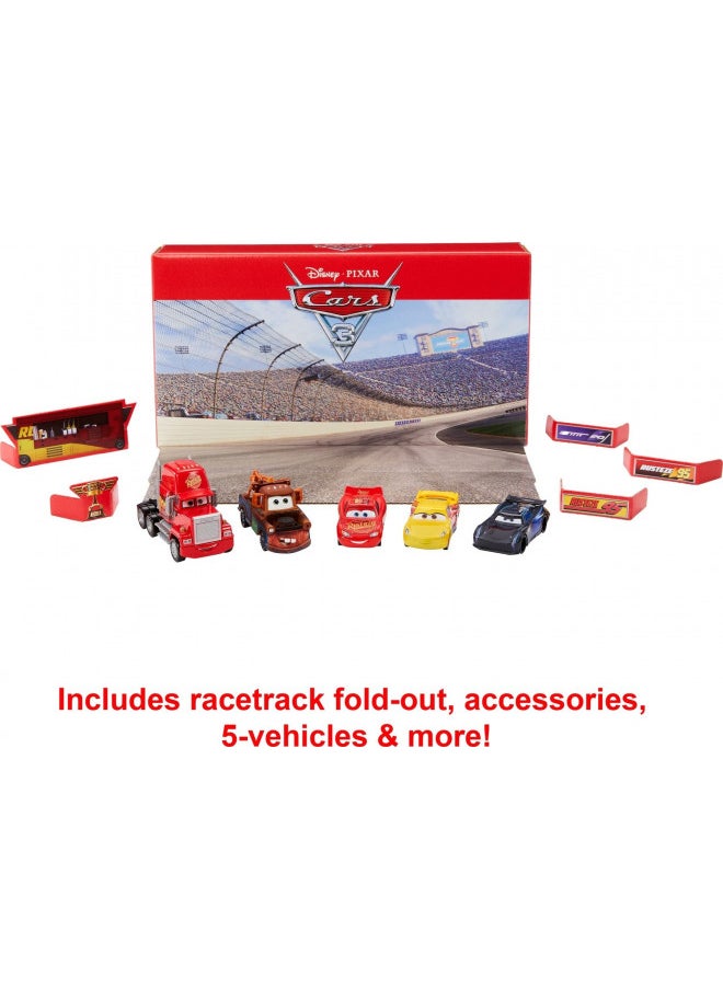 Mattel Disney Pixar Cars 3 Vehicle 5-Pack Collection, Set of 4 Character Cars & 1 Mack Truck Inspired by the Florida 500 Piston Cup Race, for Kids & Fans Ages 3 Years Old & Up