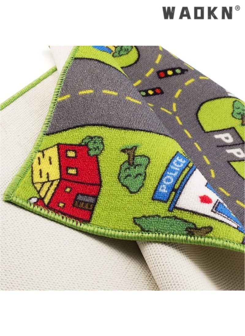 Kid Rug Carpet Playmat for Toy Cars and Train，Play Area Rug with Rubber Backing，Fun Throw Rug，Ideal Gift for Children Baby Bedroom Play Room(80×120cm/32×47in)