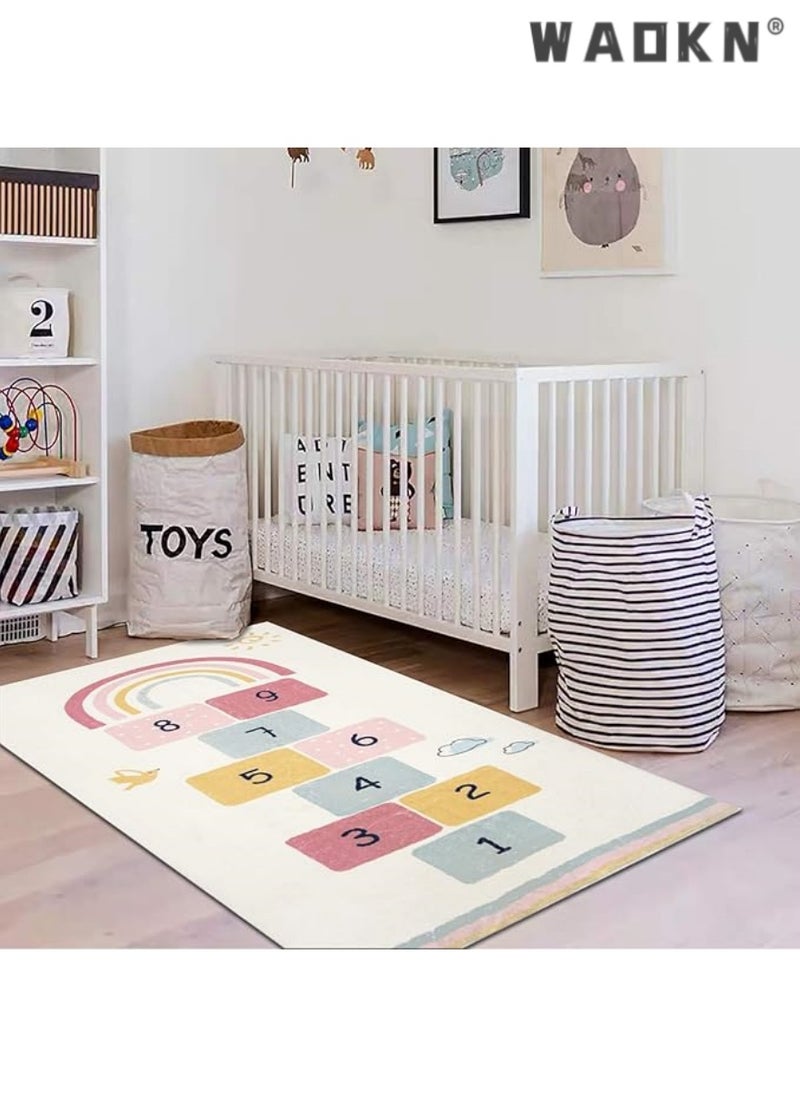 Kid Rug Carpet Playmat for Toy Cars and Train，Play Area Rug with Rubber Backing，Fun Throw Rug，Ideal Gift for Children Baby Bedroom Play Room(80×120cm/32×47in)