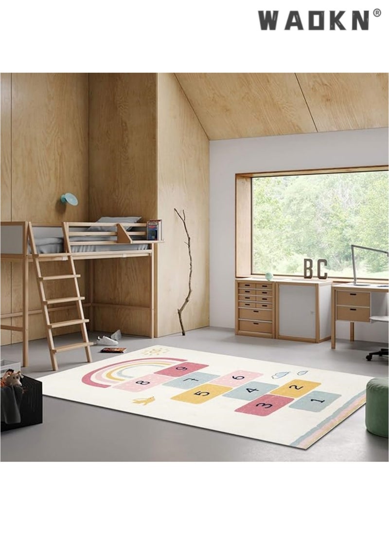 Kid Rug Carpet Playmat for Toy Cars and Train，Play Area Rug with Rubber Backing，Fun Throw Rug，Ideal Gift for Children Baby Bedroom Play Room(80×120cm/32×47in)