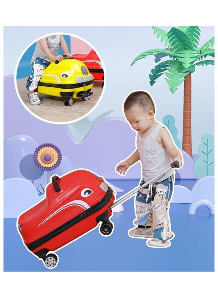 Kids Travel Luggage, Car Shape Children's Bag Trolley Case with 360° Wheels, Portable Toddler Ride-On Rolling Suitcase for Boys Girls, Keep Kids Trip Fun & Realease Parents Hands (Car-2023-Blue)