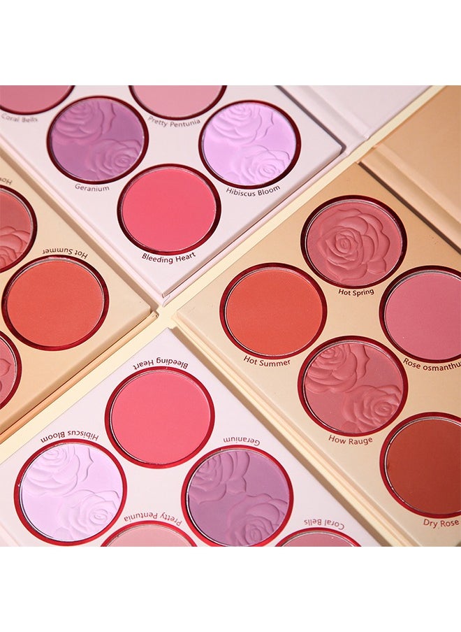 Floral Flush-6 Color Blush Palette, Eyeshadow Palette, Matte Pearl Finish for Diversified Vibrant Looks #01