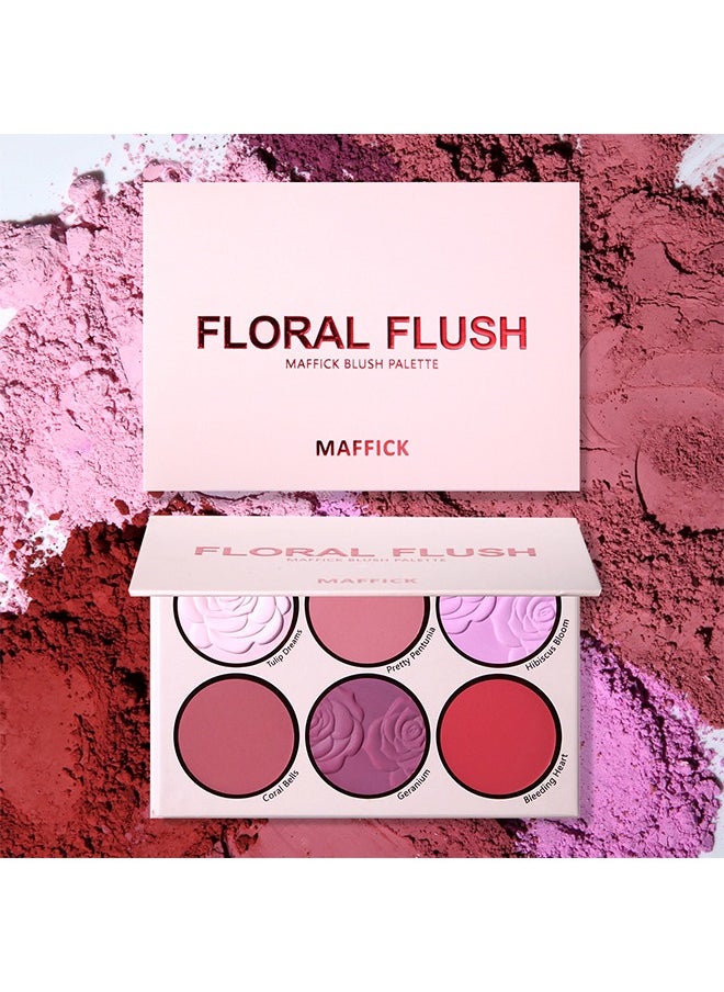 Floral Flush-6 Color Blush Palette, Eyeshadow Palette, Matte Pearl Finish for Diversified Vibrant Looks #01