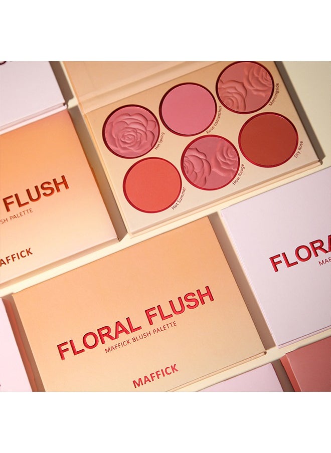 Floral Flush-6 Color Blush Palette, Eyeshadow Palette, Matte Pearl Finish for Diversified Vibrant Looks #02