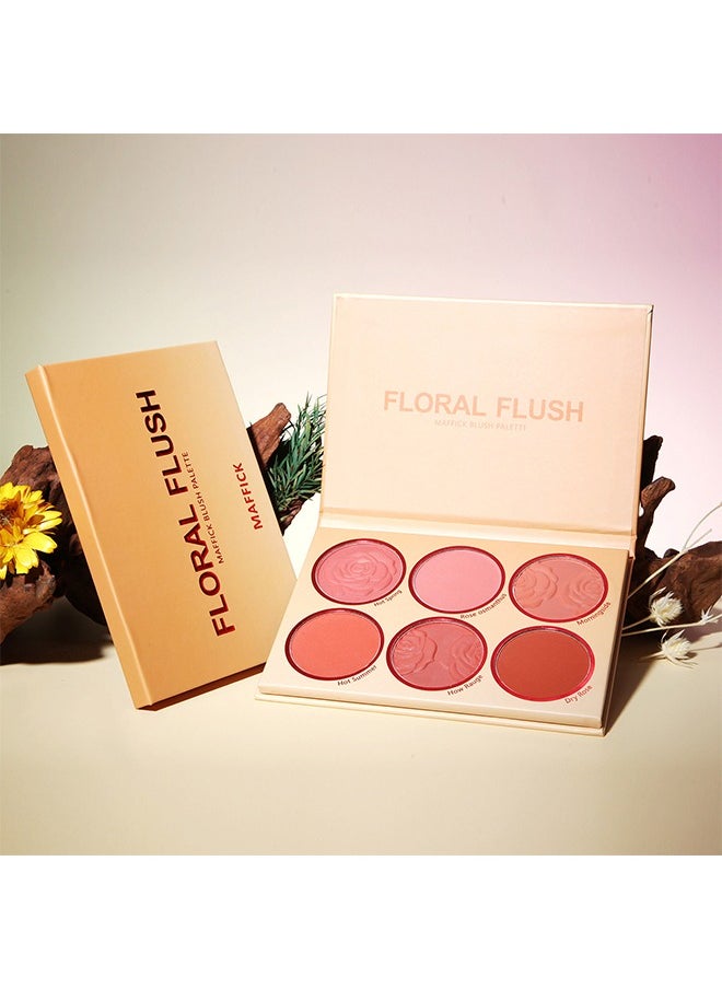 Floral Flush-6 Color Blush Palette, Eyeshadow Palette, Matte Pearl Finish for Diversified Vibrant Looks #02