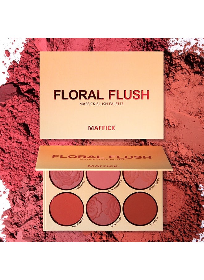 Floral Flush-6 Color Blush Palette, Eyeshadow Palette, Matte Pearl Finish for Diversified Vibrant Looks #02