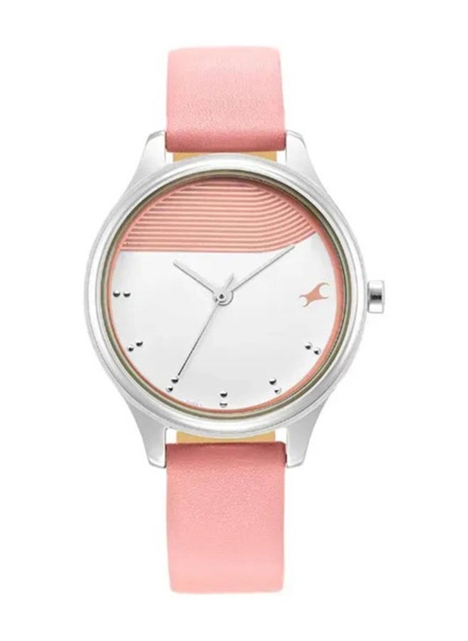 Fastrack Stunners Quartz Analog Watch for Girls With Pink Dial Leather Strap