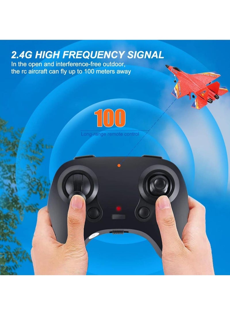 RC Airplane 2.4GHz Remote Control Plane with Gyro, Night Lights, 2 Batteries, Easy to Fly Toy for Adults, Beginners & Kids - Durable, Lightweight, Fun RC Toy Vehicle Plane