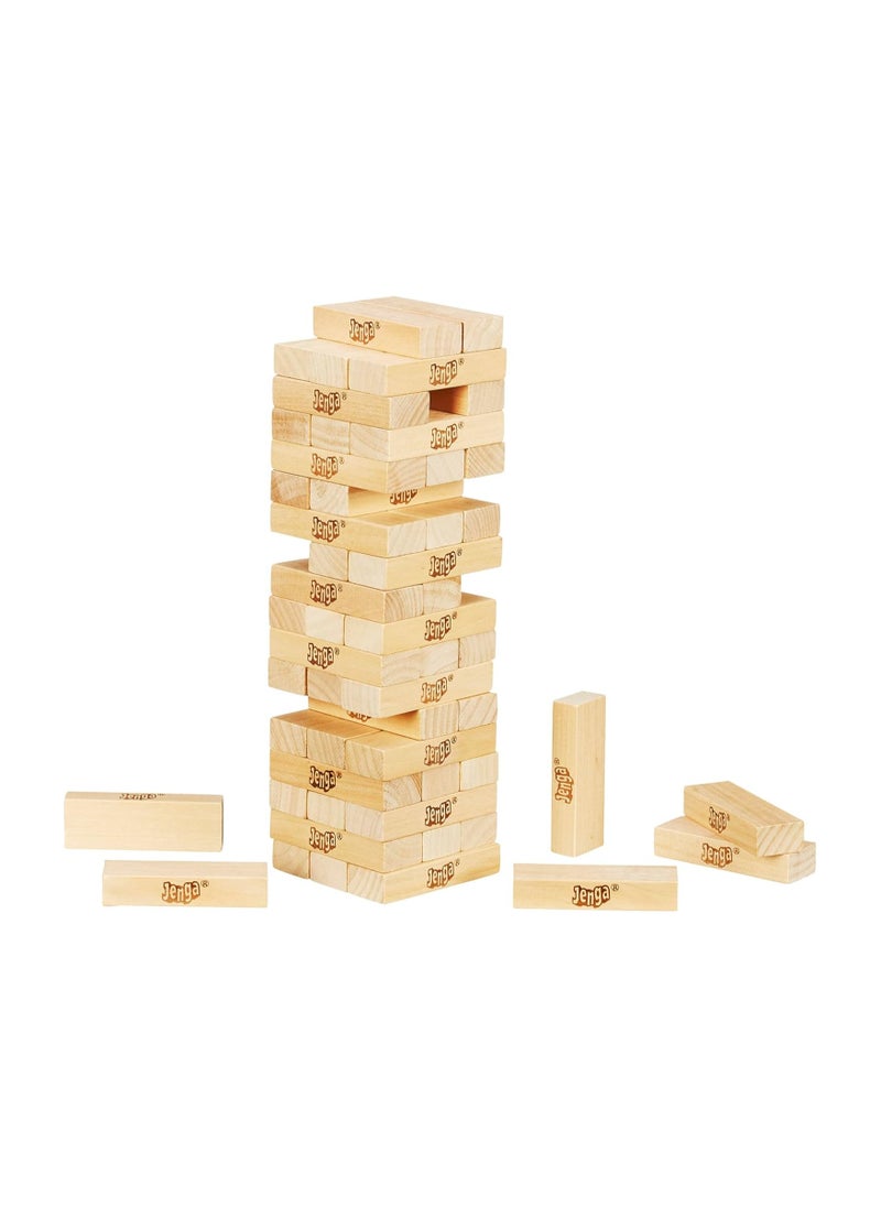 Classic Jenga Game - 54 Pcs Genuine Hardwood Blocks, Jenga Stacking Tower Party Game For Family And Kids Ages 6+, Fun Birthday Gift & Gift For All Occasions, 8.1x8.1x28cm 1 or More Players Players