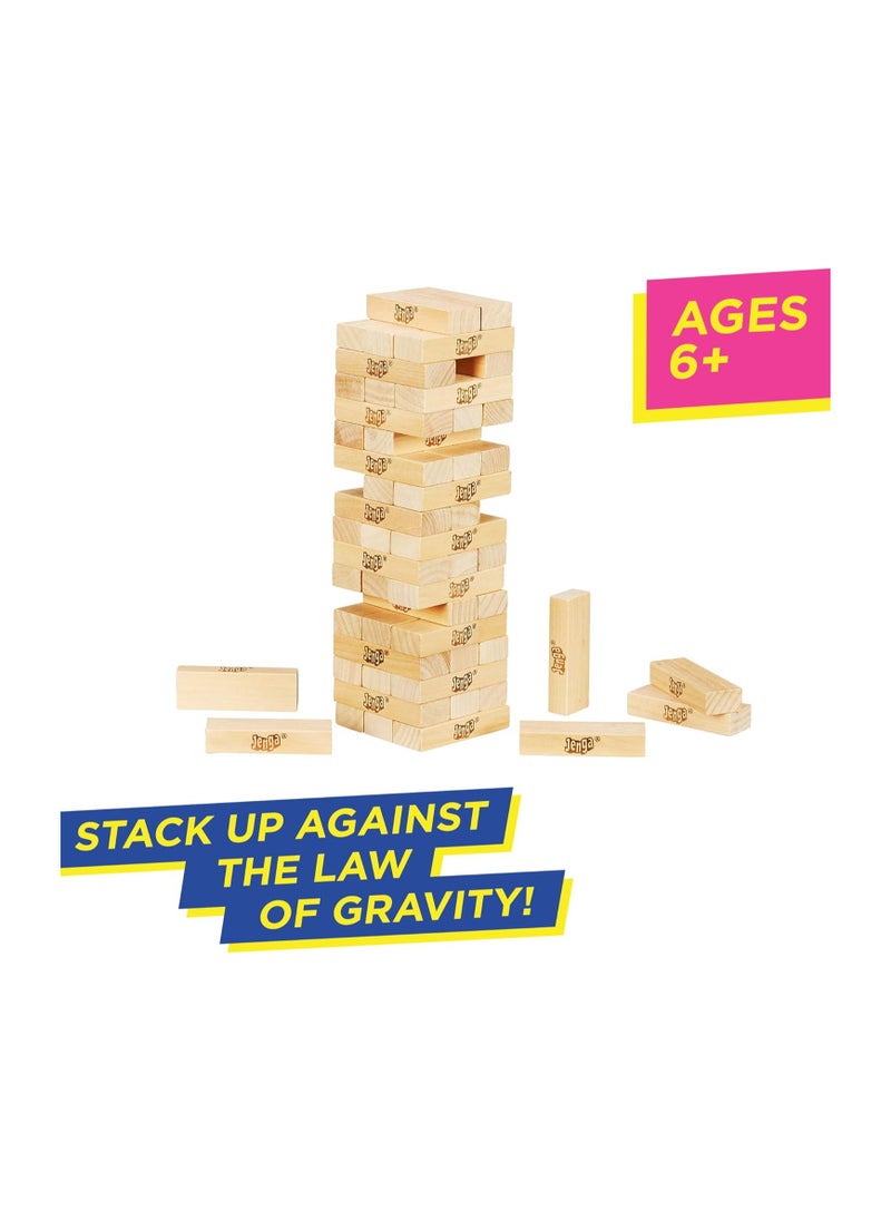 Classic Jenga Game - 54 Pcs Genuine Hardwood Blocks, Jenga Stacking Tower Party Game For Family And Kids Ages 6+, Fun Birthday Gift & Gift For All Occasions, 8.1x8.1x28cm 1 or More Players Players