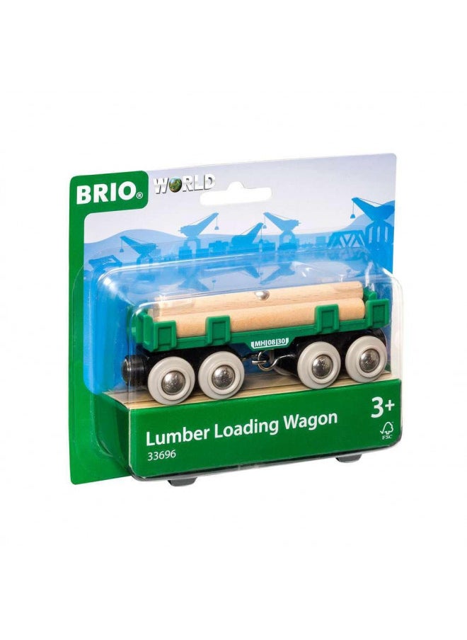 BRIO World - 33696 Lumber Loading Wagon | 4 Piece Train Toy for Kids Ages 3 and Up - Green