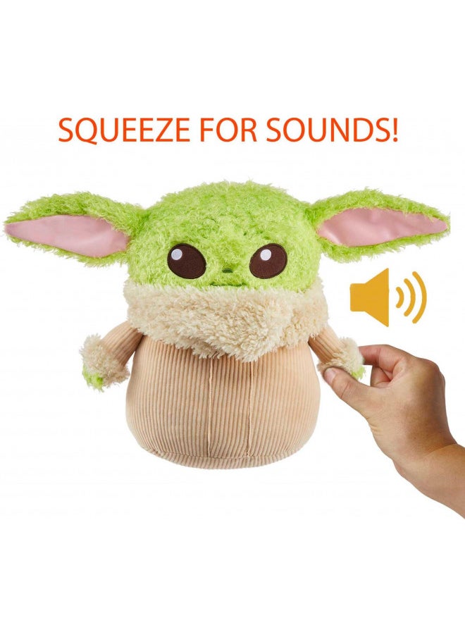 Mattel Star Wars Toys, Grogu Plush Figure, Soft 'n Fuzzy, Push Hand for Sound, Collectible Stuffed Animals, Kids