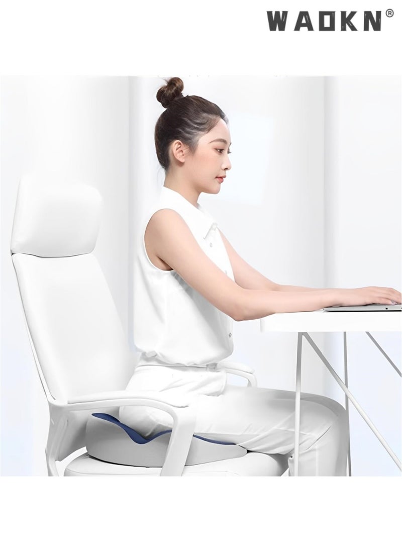 Seat Cushion,Memory Foam Chair Cushions,Pressure Relief Seat Cushion for Long Sitting Office Workers,Car Drivers,Chair Car Seat Cushion for Tailbone,Sciatica,Lower Back Pain Relief(Blue)
