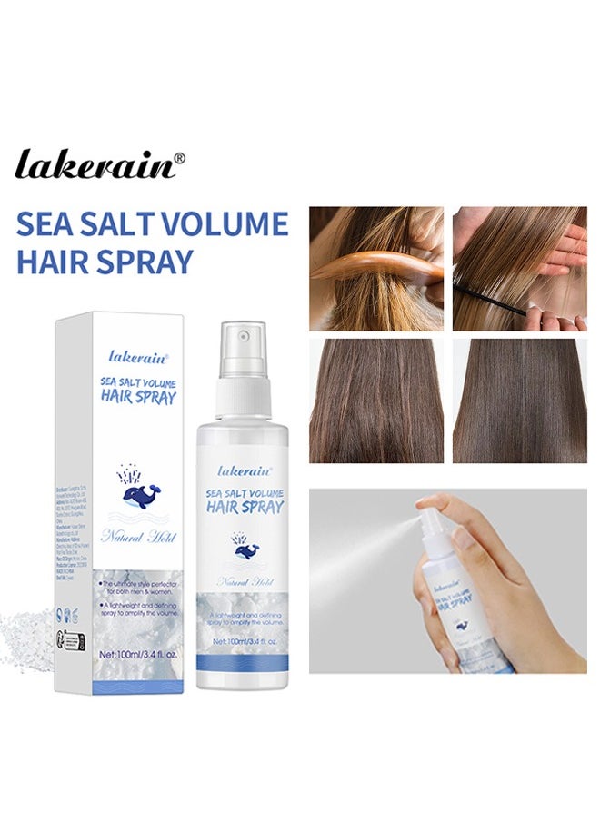 Sea Salt Volume Hair Spray - Sea Salt Spray for Hair Men and Women Beach Wave Spray Increase Hair Shine Subtle Hold and Natural Shine Hair Volumizing Spray Hair Styling for Texture and Thickness Saltwater Spray 100ml