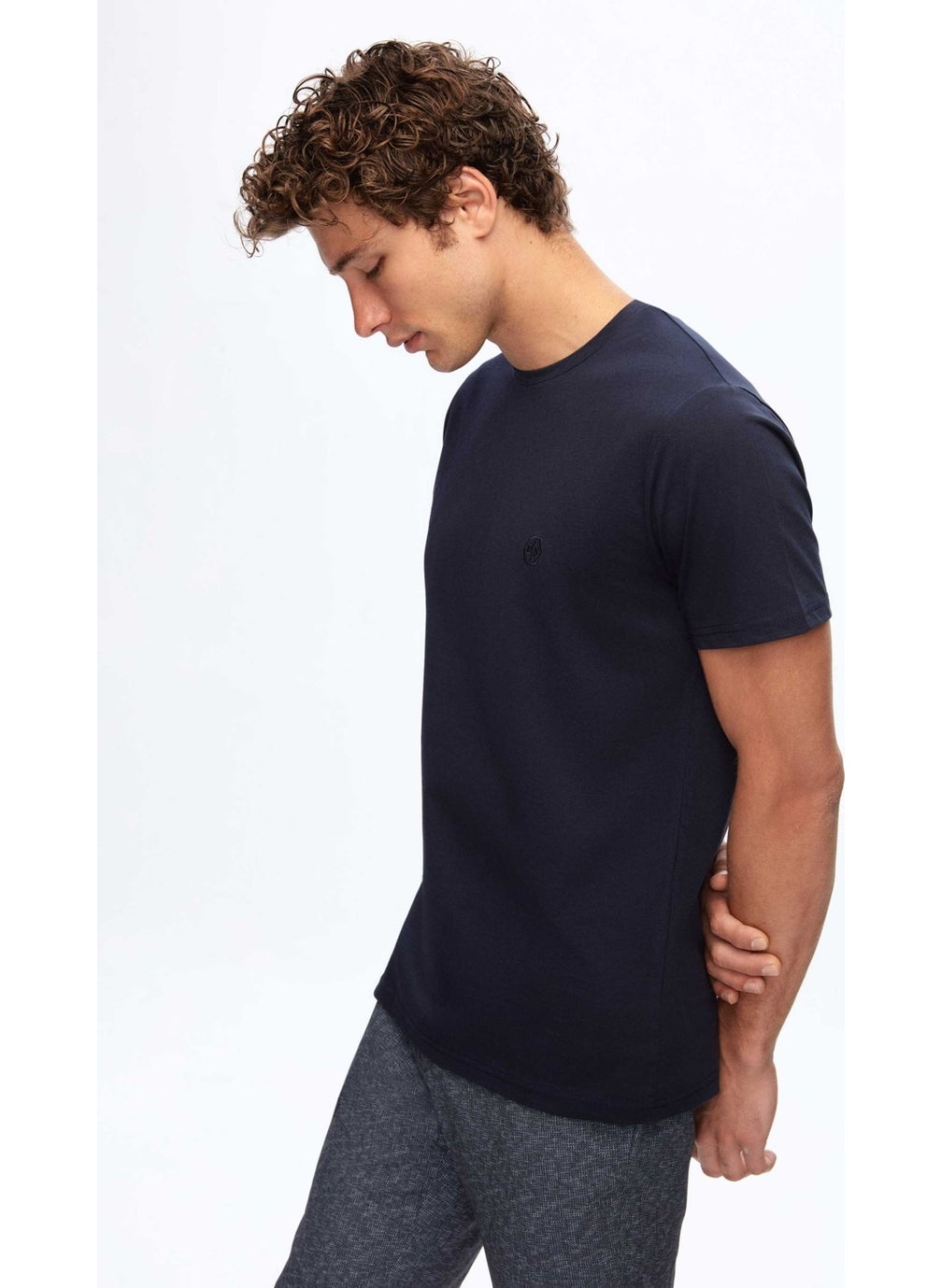 Regular Fit Navy Blue Plain T-Shirt