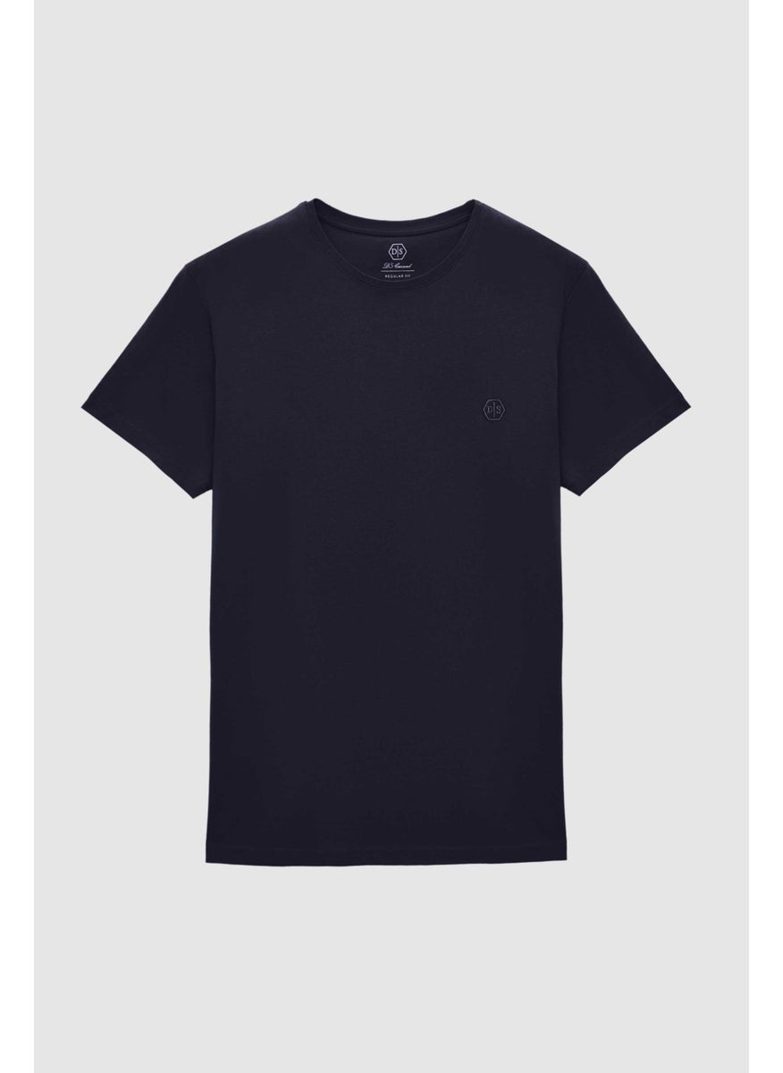 Regular Fit Navy Blue Plain T-Shirt