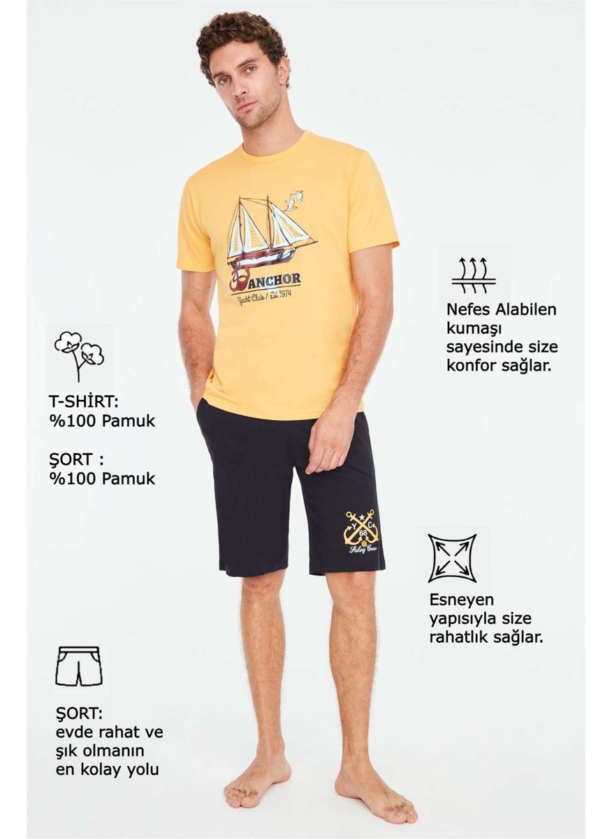 - Men's Yellow T-Shirt Shorts Set