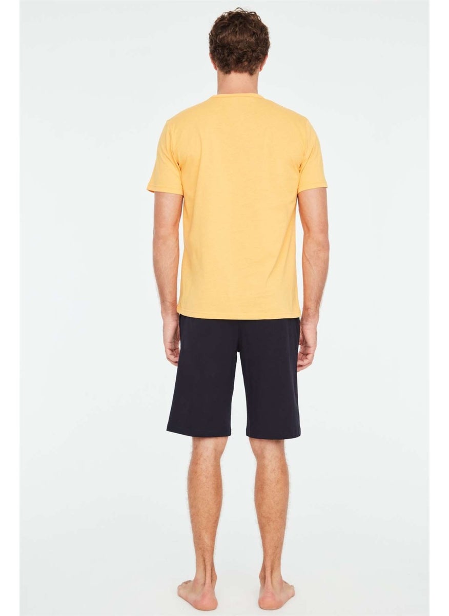 - Men's Yellow T-Shirt Shorts Set