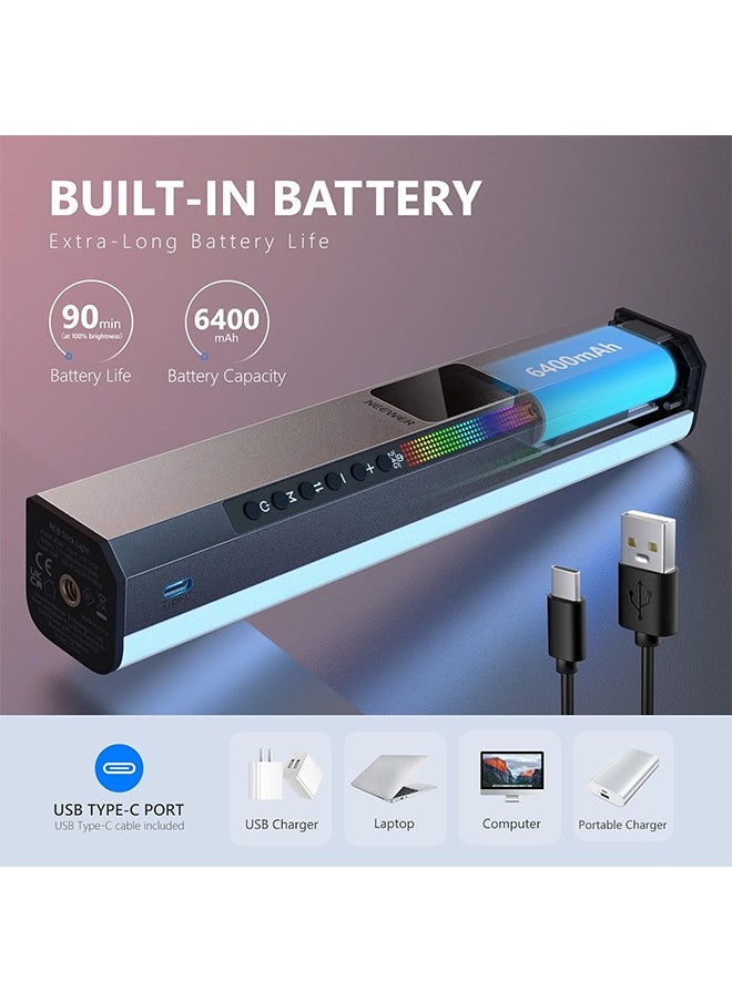 NEEWER RGB LED Video Light Stick, Touch Bar & APP Control, Magnetic Handheld Photography Light, Dimmable 3200K~5600K CRI98+ Full-Color LED Light with 6400mAh Built-in Battery, 17 Light Scenes - RGB1