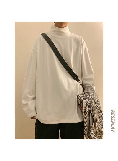 1 x 5 pcs Mens Autumn Winter High Neck Long Sleeve Thermal T-Shirt White