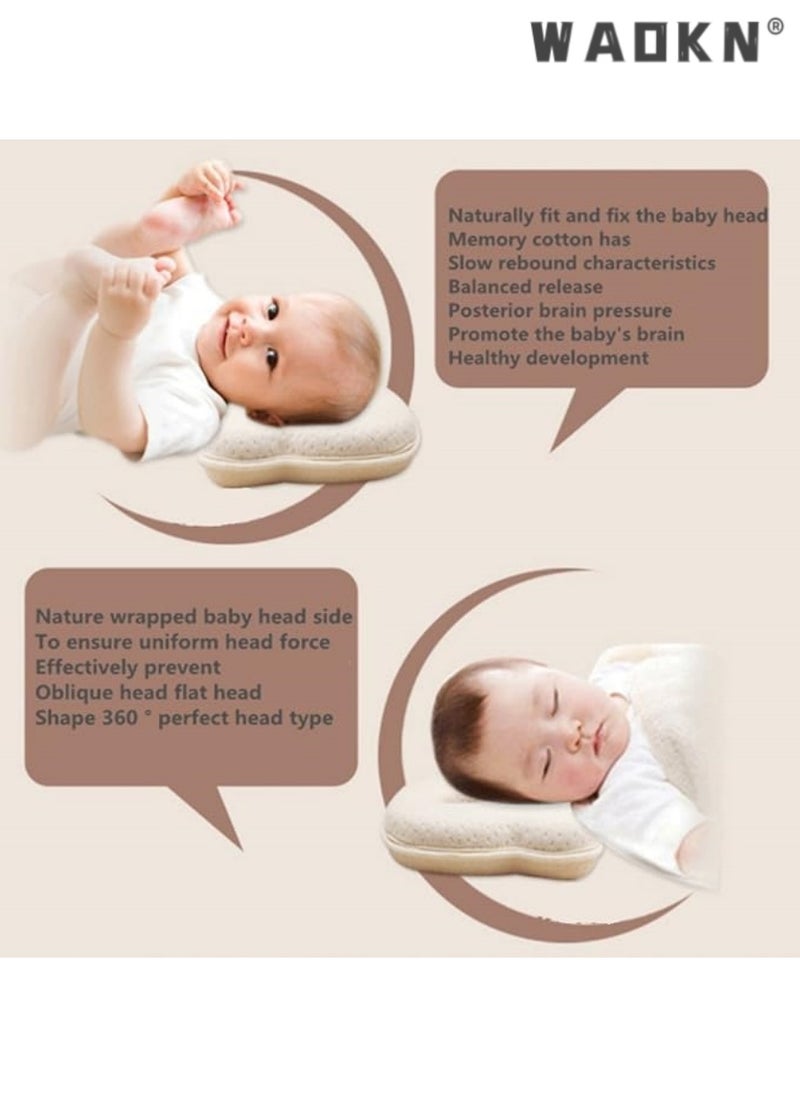 Baby Pillow - Preventing Flat Head Syndrome (Plagiocephaly) for Your Newborn Baby，Made of Memory Foam Head- Shaping Pillow and Neck Support (0-12 Months) (Yellow)