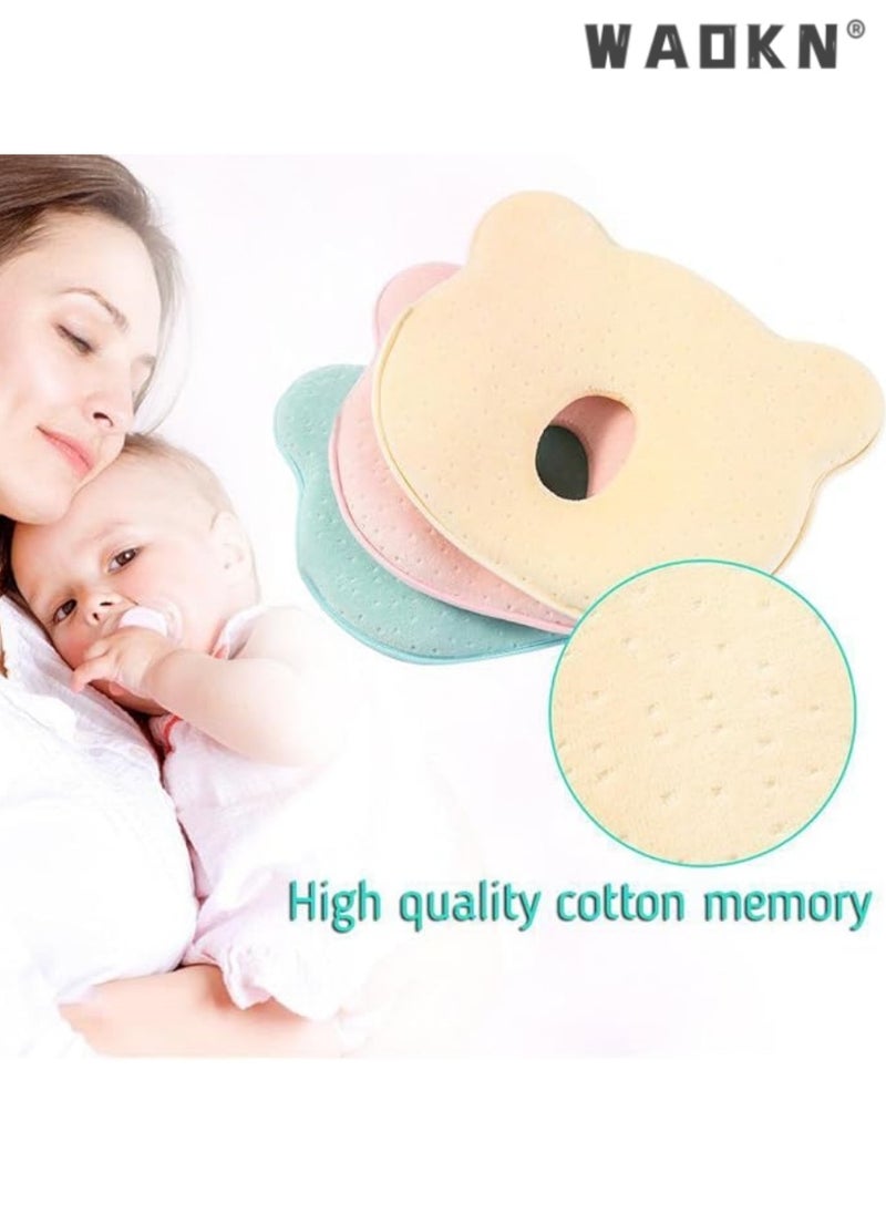 Baby Pillow - Preventing Flat Head Syndrome (Plagiocephaly) for Your Newborn Baby，Made of Memory Foam Head- Shaping Pillow and Neck Support (0-12 Months) (Yellow)