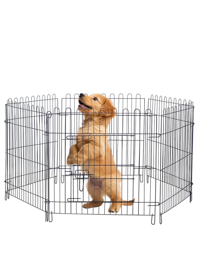 Dog playpen, Portable & Foldable metal pet playpen with 6 panels, Locking mechanism, and Smooth edges, Suitable for small to medium-sized dogs Ideal for Indoor/Outdoor use 123 cm (Black)