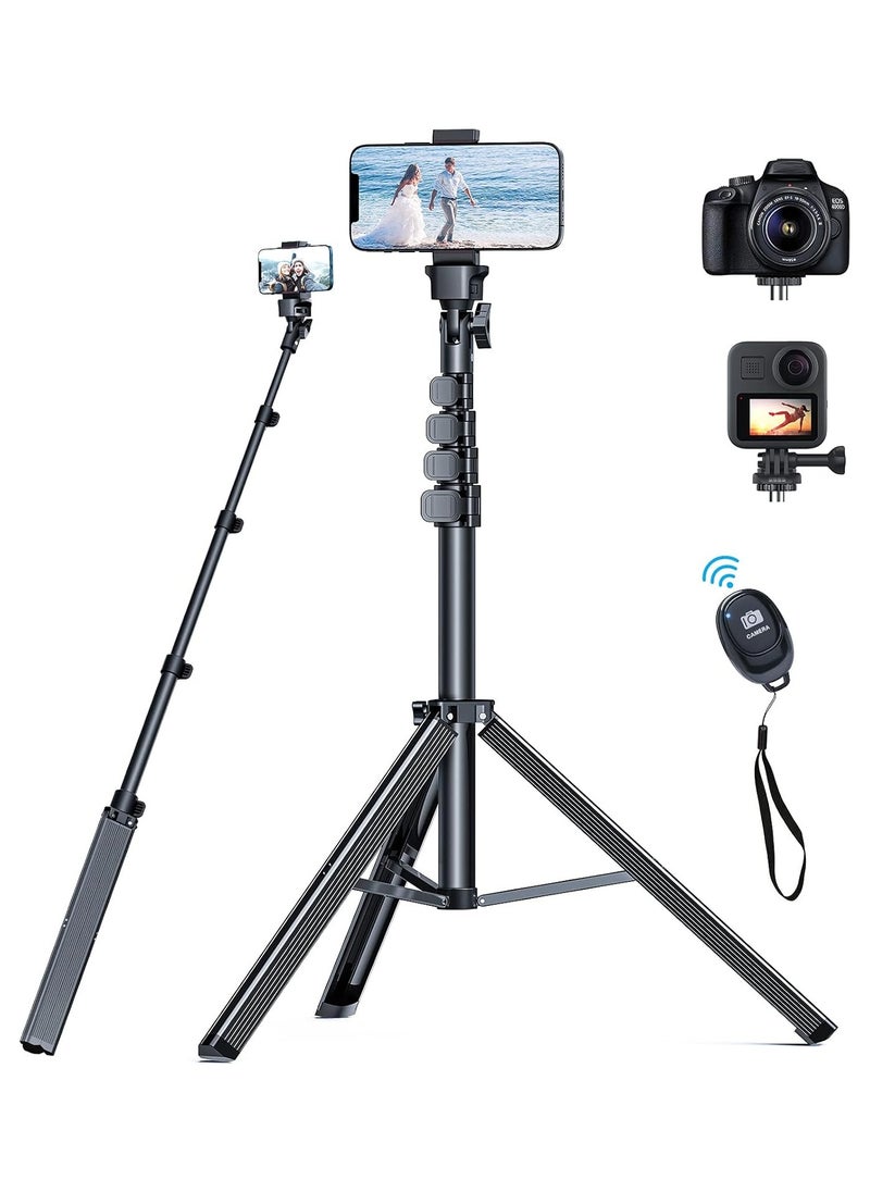 Phone Tripod - 66 [Stable & Tall] iPhone Tripod Stand with Remote, Tripod for iPhone Compatible with iPhone 16 15 Pro Max 14 13 Plus,Samsung S22/ Camera/GoPro/Video Recording