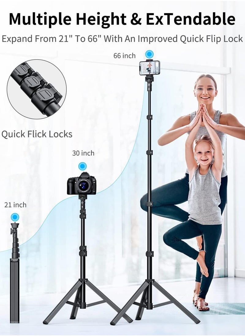 Phone Tripod - 66 [Stable & Tall] iPhone Tripod Stand with Remote, Tripod for iPhone Compatible with iPhone 16 15 Pro Max 14 13 Plus,Samsung S22/ Camera/GoPro/Video Recording