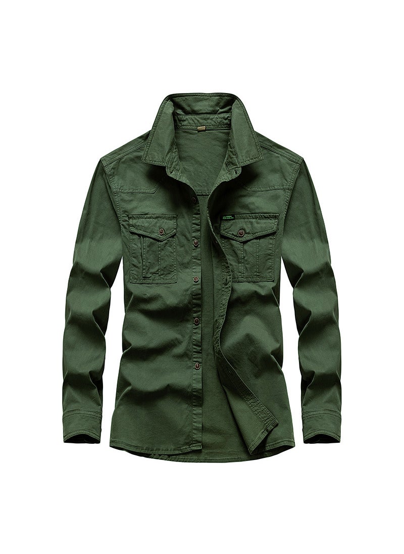 Trendy Mens Loose Fit Fashion Shirt Army Green