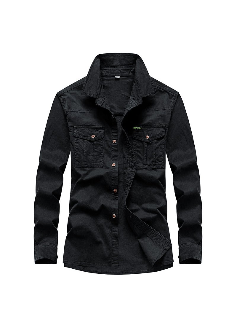 Trendy Mens Loose Fit Fashion Shirt Black
