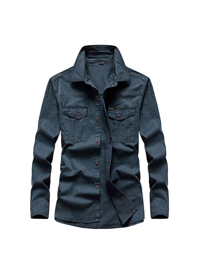 Trendy Mens Loose Fit Fashion Shirt Navy blue
