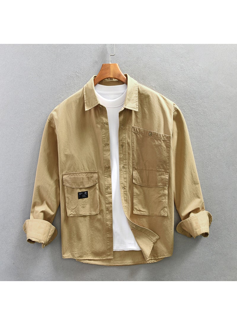 Mens Z786 Cotton Casual Work Shirt Khaki