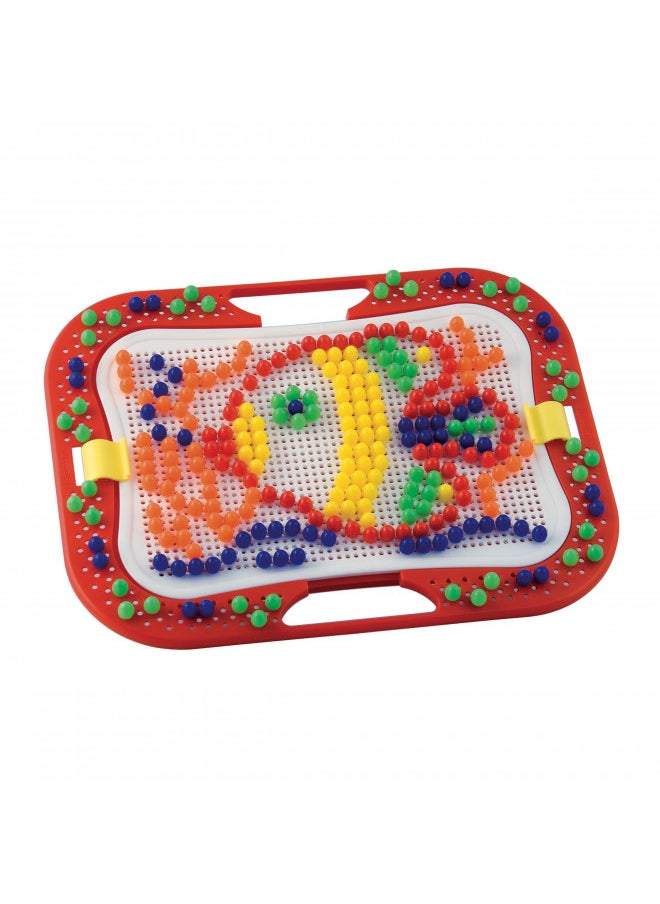 Quercetti - FantaColor Design - 300 Piece Creative Art Set with Colored Pegs and Storage Tray, for Kids Ages 3 Years +