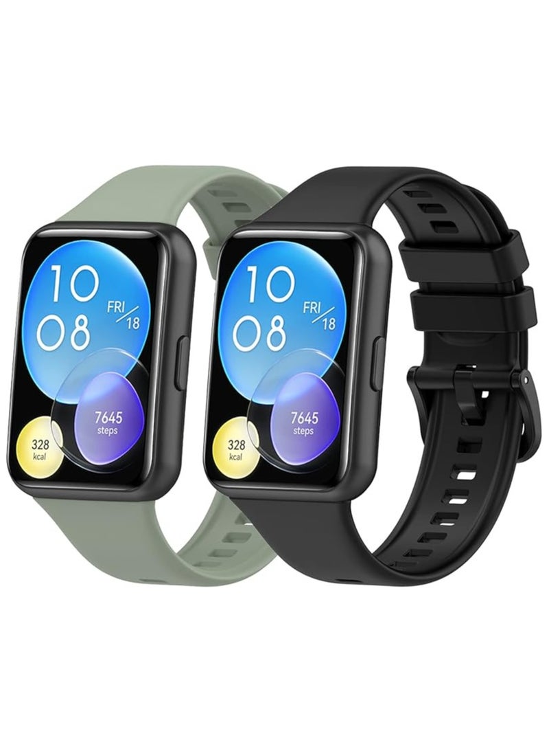 2PCS Replacement Strap Compatible with Huawei Watch Fit 2 Silicone Straps for Huawei Watch Fit 2/Active/Elegant/Classic Sport Straps Huawei Watch Fit 2 Smartwatch Accessories for Men Women