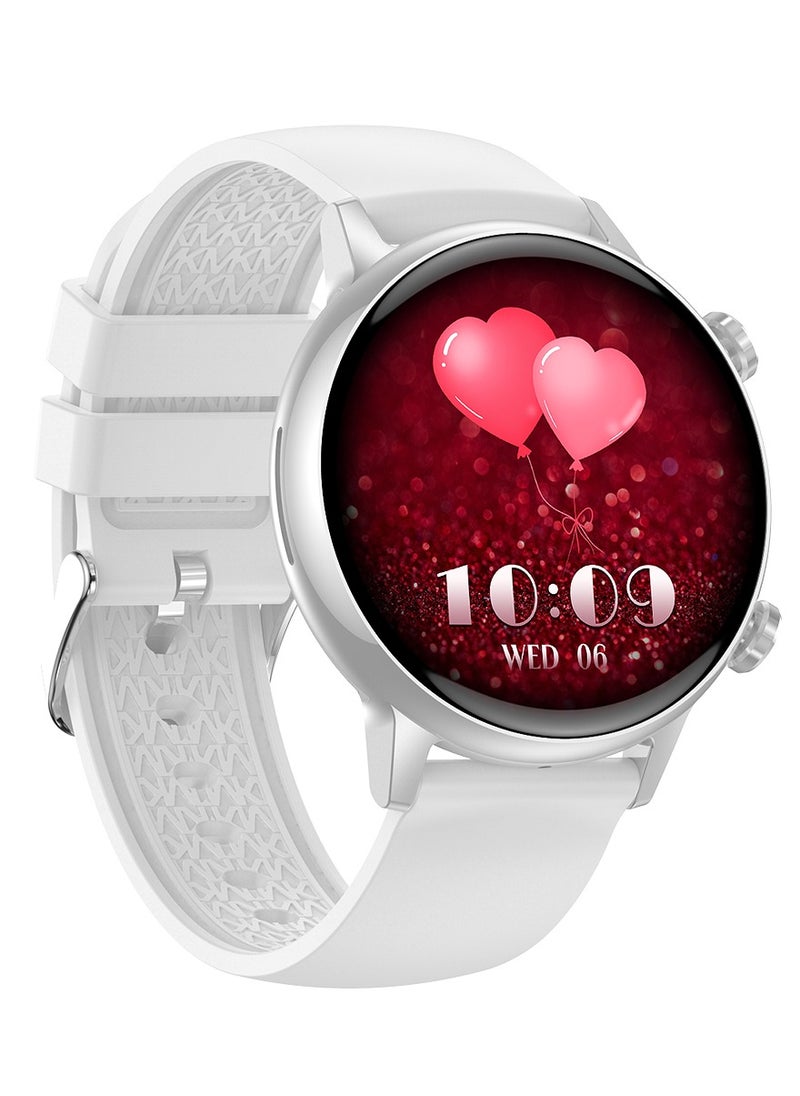 HK39 Women's Smart Watch with 1.1-Inch Round AMOLED Screen Magnetic Charging Waterproof IP68 NFC and FitCloudPro App