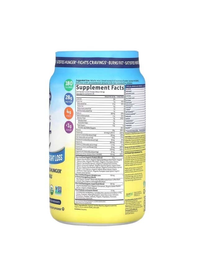 RAW Organic Fit High Protein for Weight Loss Vanilla 32.8 oz 930 g