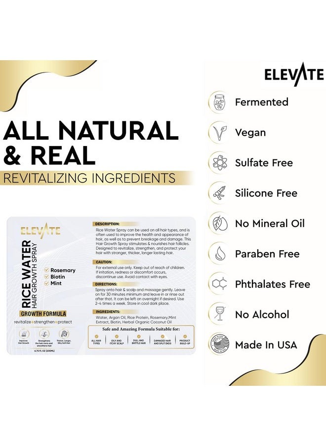 Fermented Rice Water For Hair Growth - Rice Water & Brewed Rosemary Spray Infused With Biotin - Vegan Hair Growth Serum Mist - Strengthen Moisturize Thicken Naturally Hair Loss Treatment Women