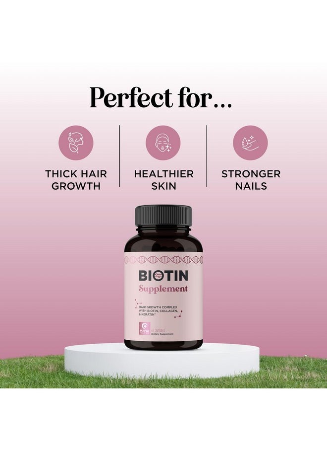 Thicker Hair Growth Vitamins For Women - Extra Strength Biotin And Collagen Supplement With Healthy Hair Vitamins For Hair Loss - Visibly Stronger And Fuller Hair Growth Supplement (1 Month) (Womens)