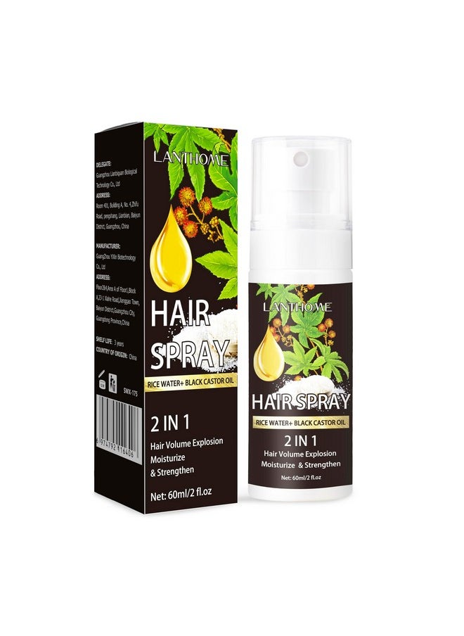 Hair Growth Spray,Organic Castor Oil For Hair Growth,Hair Growth Serum Enriched With Fermented Rice Water,Biotin,Castor Oil For Control Hair Loss, Moisturize & Strengthen Hair 60Ml(2 Fl.Oz