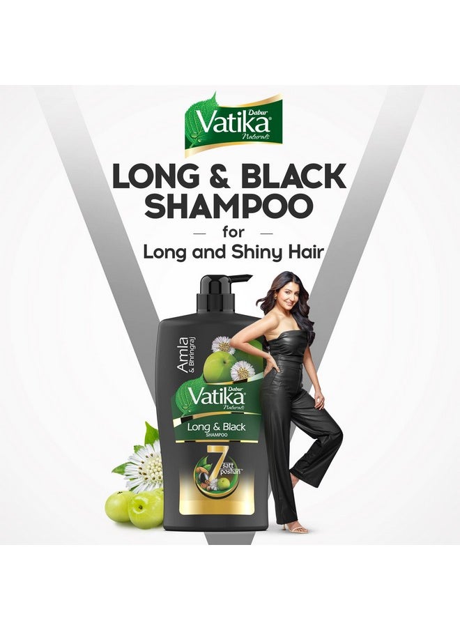 Vatika Long & Black Shampoo - 1L | With Amla & Bhringhraj | For Shiny, Long & Black Hair | No Added Parabens | Provides Gentle Cleansing, Conditioning And Nourishment To Hair