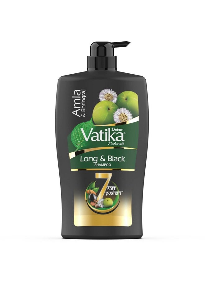 Vatika Long & Black Shampoo - 1L | With Amla & Bhringhraj | For Shiny, Long & Black Hair | No Added Parabens | Provides Gentle Cleansing, Conditioning And Nourishment To Hair