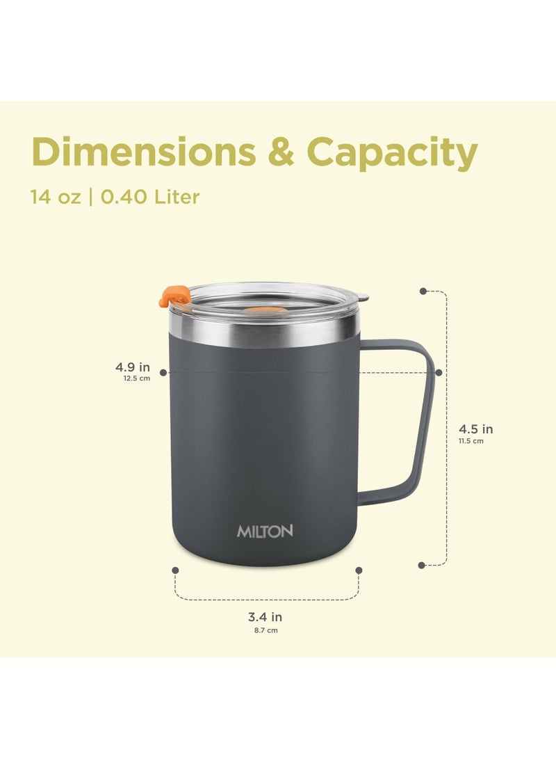 Travel Coffee Mug 14 oz with Straw, Double Walled, Stainless Steel Vacuum Insulated Coffee Tumbler with Lid and Handle, Perfect for Hot and Cold Drinks, BPA-Free, Dishwasher Safe, Clifton 400