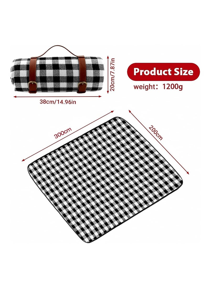 Outdoor Camping Picnic Mat 2x3m - Foldable waterproof Mat 200 x 300 cm (Black SB)