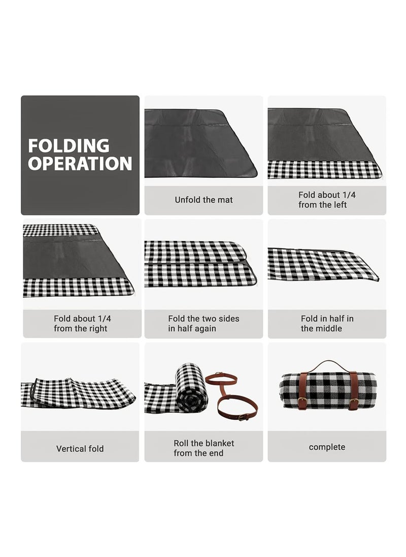 Outdoor Camping Picnic Mat 2x3m - Foldable waterproof Mat 200 x 300 cm (Black SB)