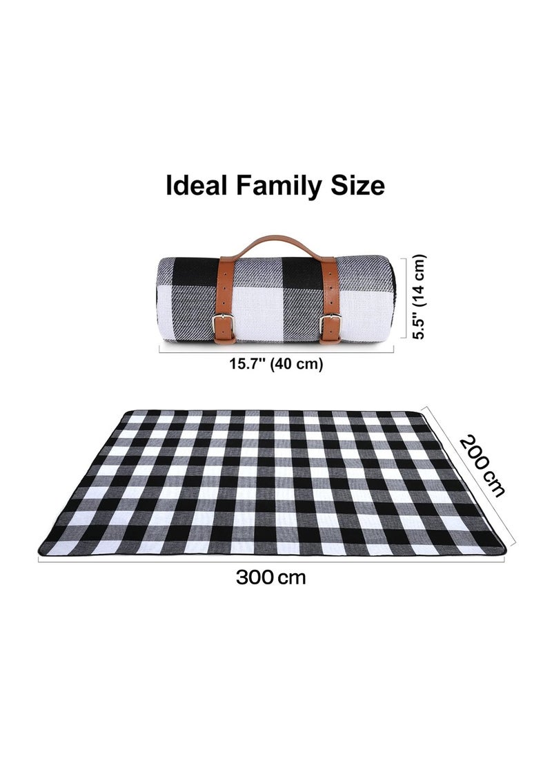 2 x 3m Outdoor Camping Picnic Mat - Foldable Waterproof Mat 200 x 300cm (Black LB)