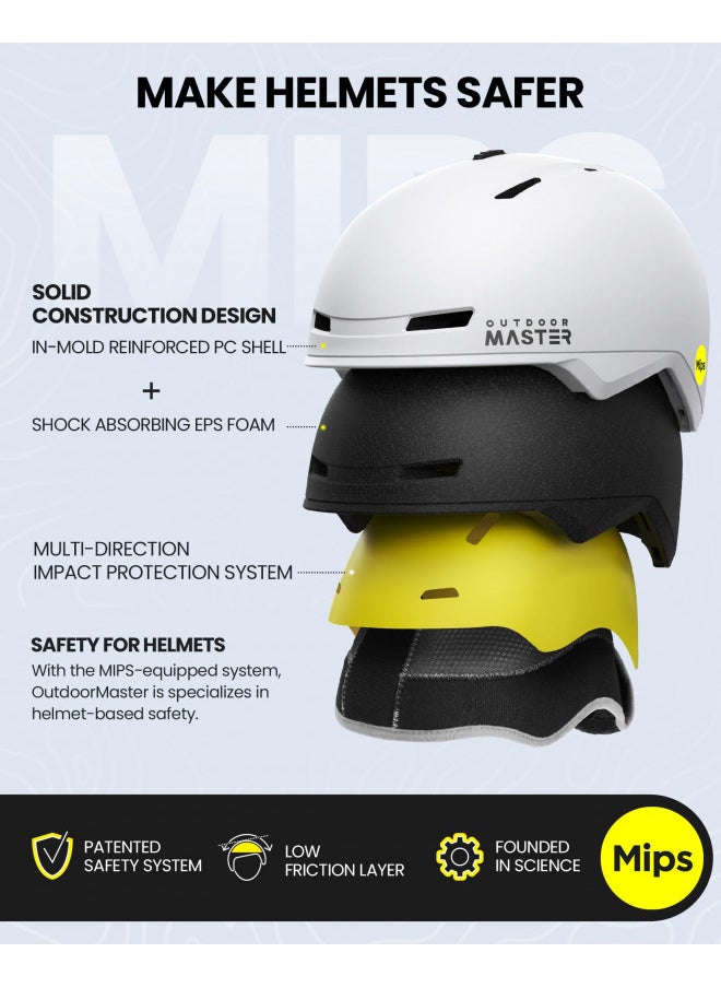 OutdoorMaster MIPS Ski Helmet, Snowboard Helmet for Men, Women & Youth, Snow Helmet with 8 Adjustable Vents, PC Shell & EPS Foam Snowboarding Helmet Dial Fit Snow Sport Helmet, Certified Skiing Helmet
