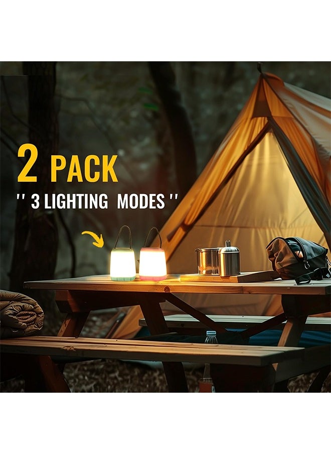 LED Camping Light 2 Pack Portable LED Tent Lantern 3 Modes for Backpacking Camping Hiking Emergency Light Battery Powered Lamp for Outdoor and Indoor