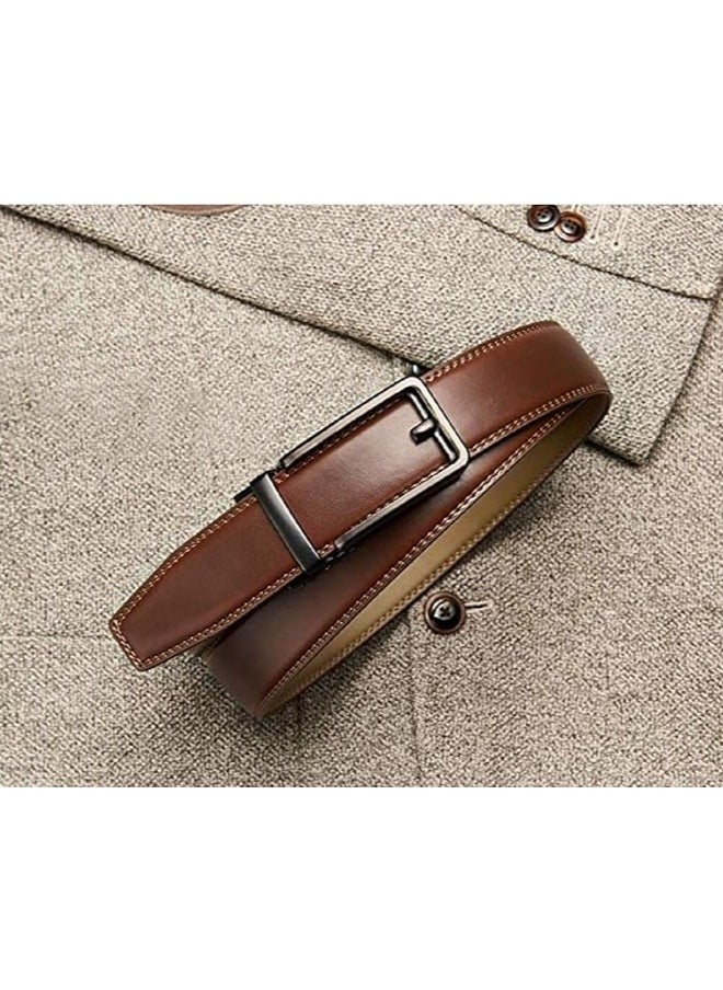 Genuine Leather Belt for Men with Easier Adjustable Autolock Buckle Micro Adjustable Belt Fit Everywhere  Formal and Casual  Elegant Gift Box